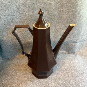 Vintage Nikko Independence Ironstone Interpace Coffee Pot Brown Chocolate 1960s